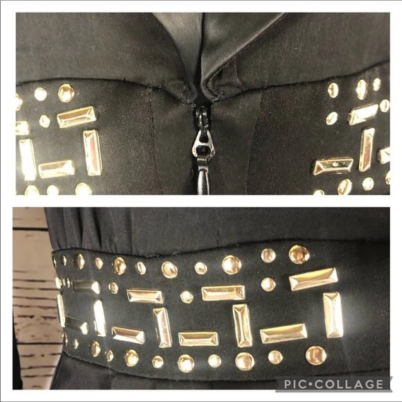 Celeb Boutique Kiera Limited Edition Tuxedo Jumpsuit deep V front Black size XS - Picture 8 of 16